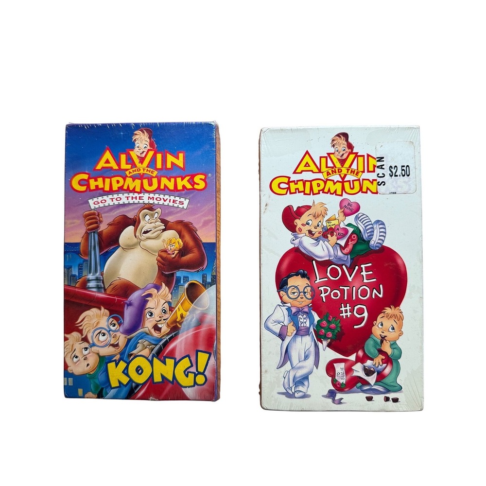 Alvin and the Chipmunks VHS (2) Bundle Kong and Love Potion #9 Sealed New 1994‎